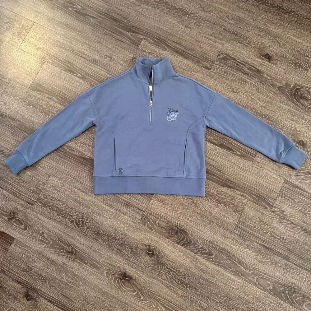 Gfore Girls Too French Terry Quarter Zip Boxy Golf Pullover Slate New